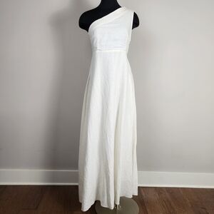 NWT FARM RIO petite white linen maxi dress